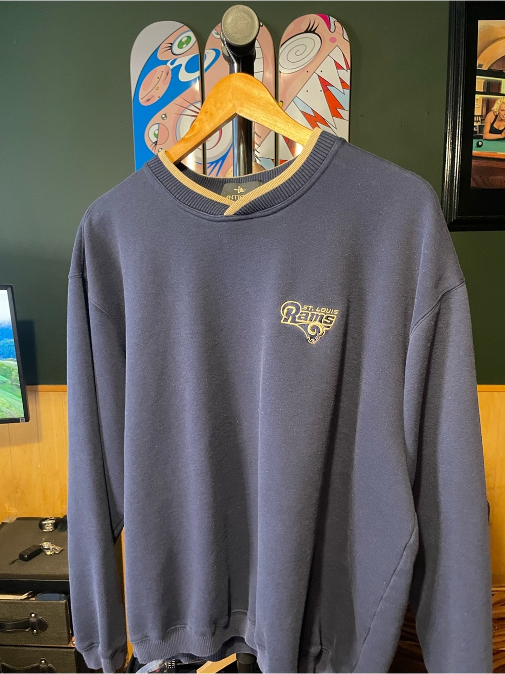 Vintage st Louis rams NFL Navy Crewneck Sweatshirt - Men's ANTIGUA